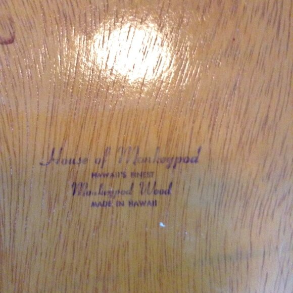 VINTAGE MCM Salad Serving Set; Monkey Pod Wood, Hawaiian; Mid Century Dinnerware - Picture 3 of 4